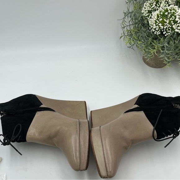 Reed Krakoff Leather Suede Lace-Up Gray Black Wedge Booties Sz 39/8.5 - Picture 5 of 15